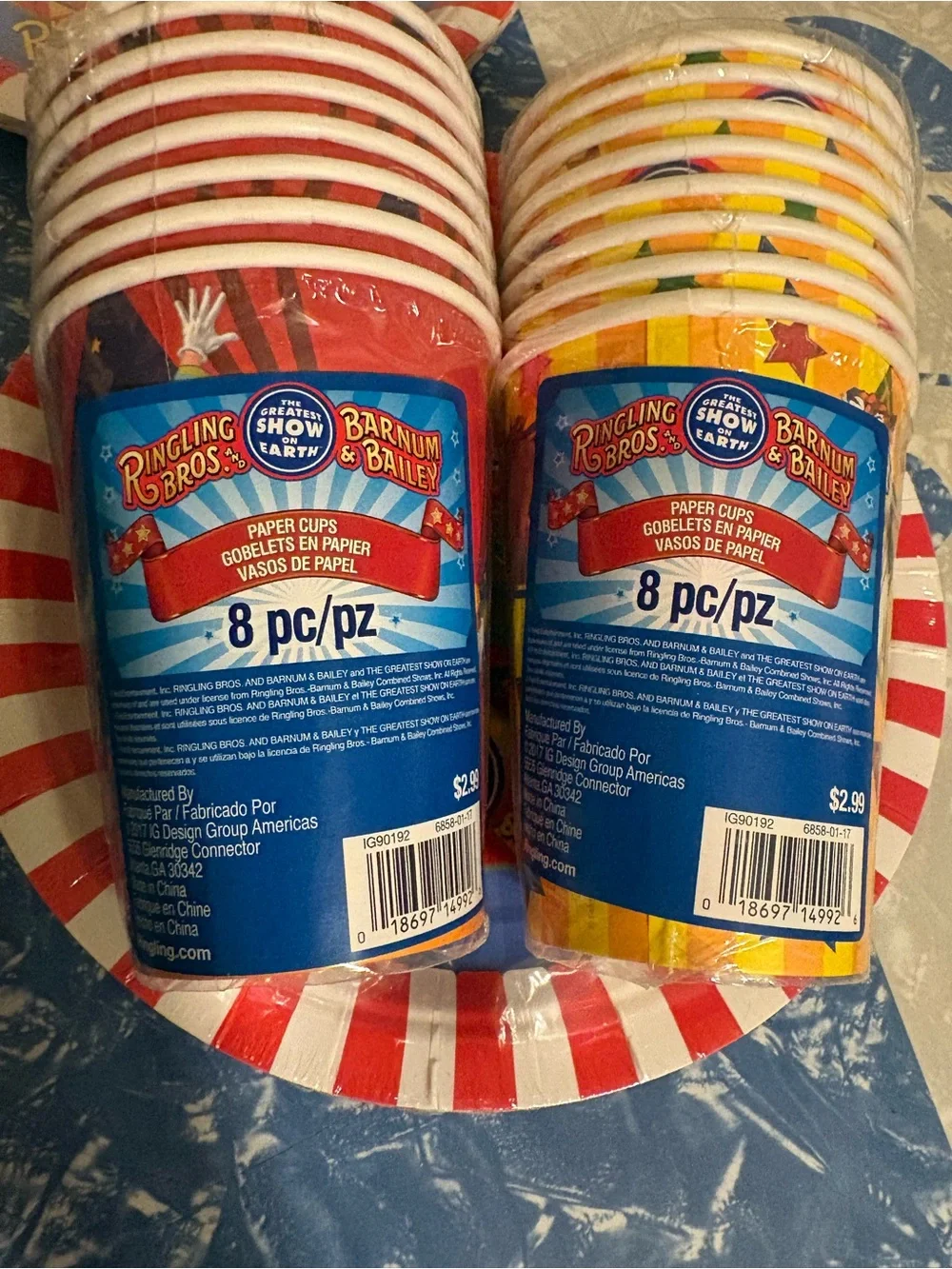 Ringling Bros. Barnum & Bailey Red Circus  Clown Party Supplies Plates and Cups